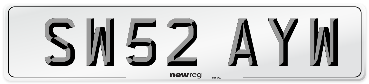 SW52 AYW Number Plate from New Reg